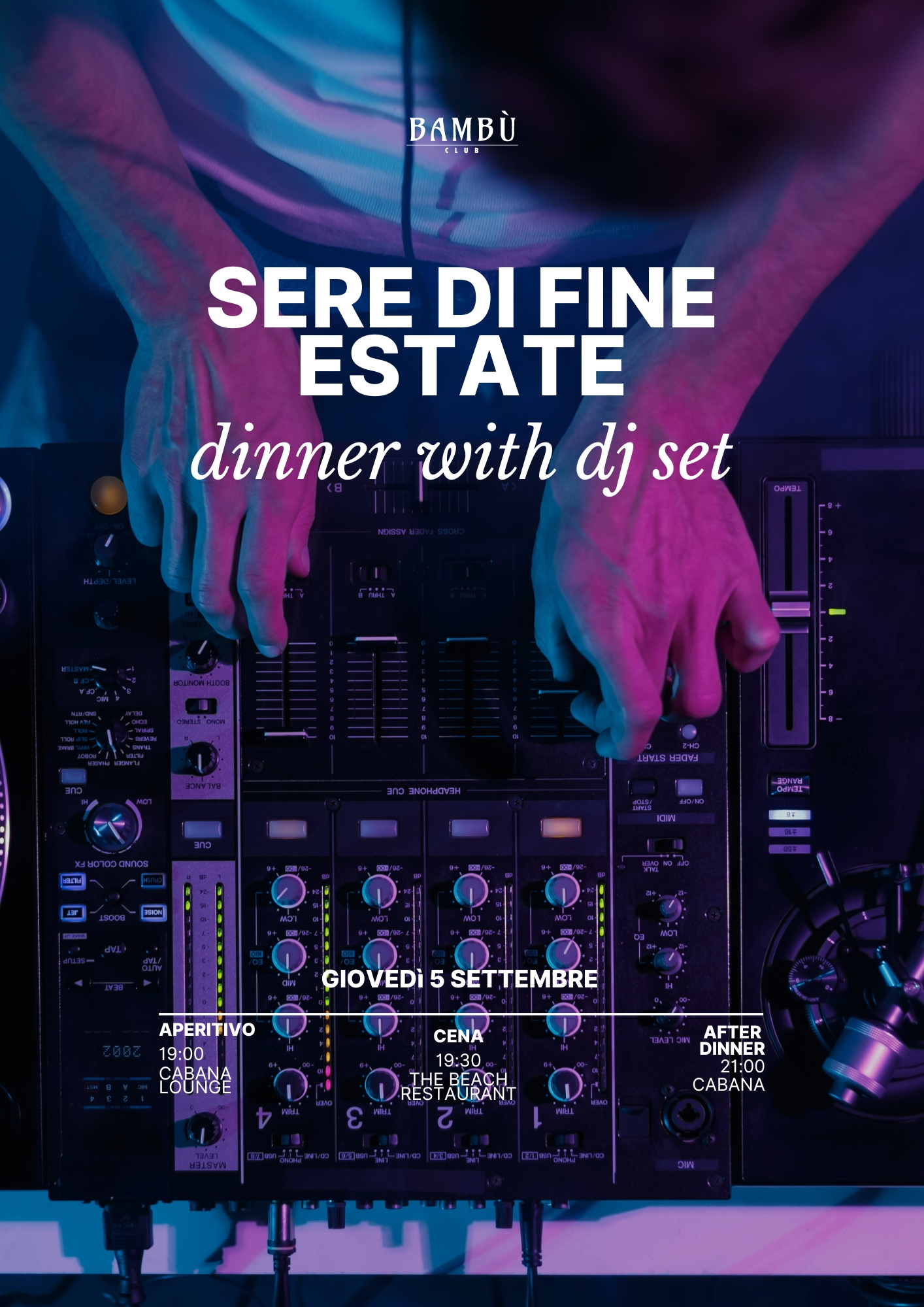 THE BEACH RESTAURANT - DINNER WHIT DJ SET - GIOVEDì 5 SETTEMBRE