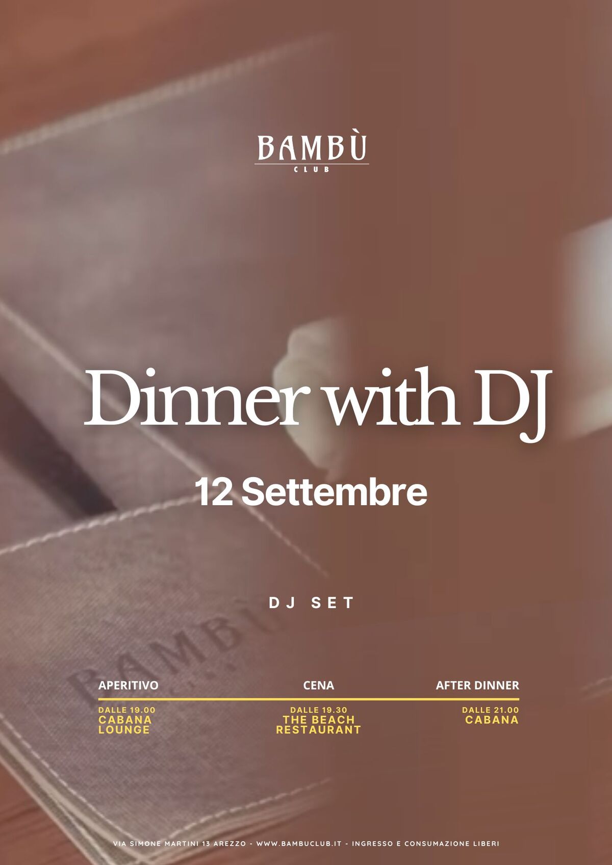 THE BEACH - DINNER WITH DJ - 12 SETTEMBRE