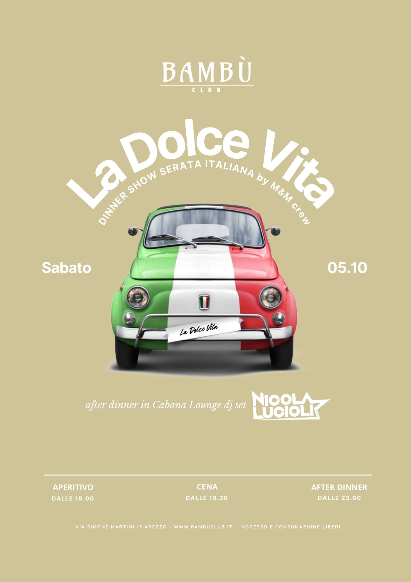 DINNER SHOW - LA DOLCE VITA - 5 OTTOBRE