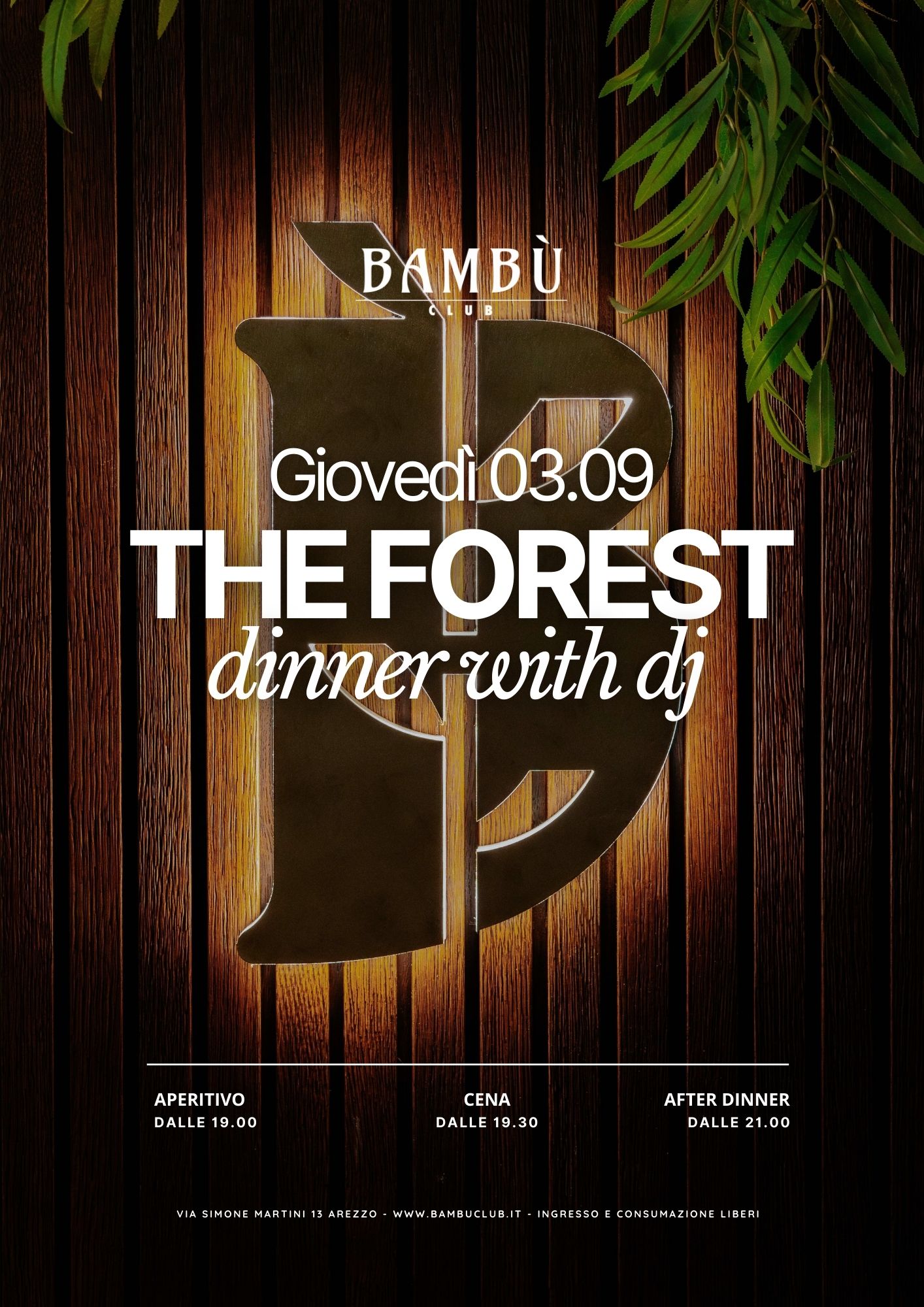 THE FOREST- DINNER WITH DJ- 3 OTTOBRE