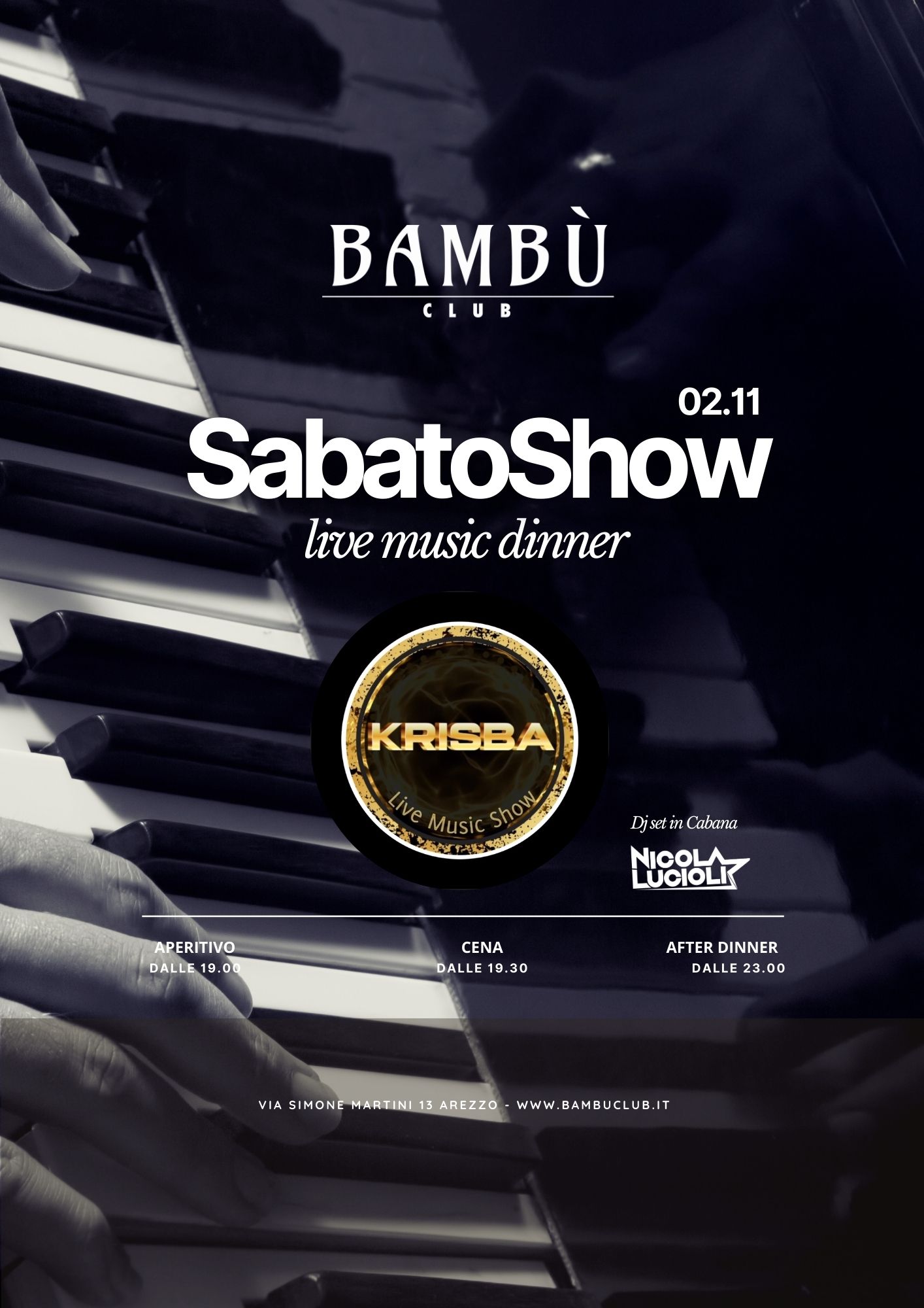 SABATO SHOW - LIVE MUSIC DINNER - 02 NOVEMBER 